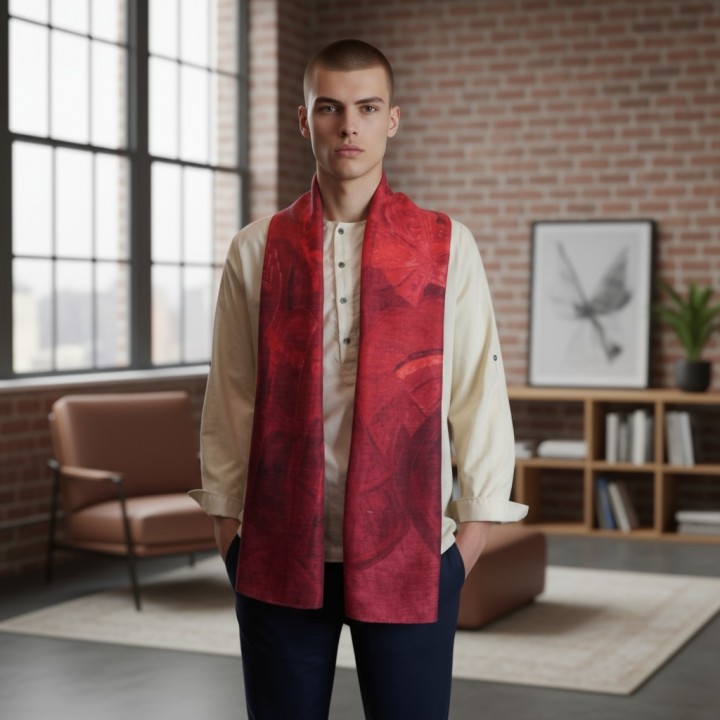 Khăn đũi dài tơ tằm Huyền Thoại Hồng ruby 45*180 cm
